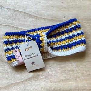 Handmade | Tailgater Ear Warmer in Blue, Gold and White | Smith Country